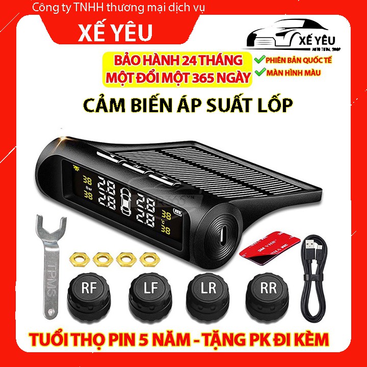 Cảm Biến Áp Suất Lốp TPMS – Cảm Biến Áp Suất Lốp Ô Tô – Pin Sạc Năng Lượng Mặt Trời – Màn Hình LCD – Tuổi Thọ Pin 5 Năm