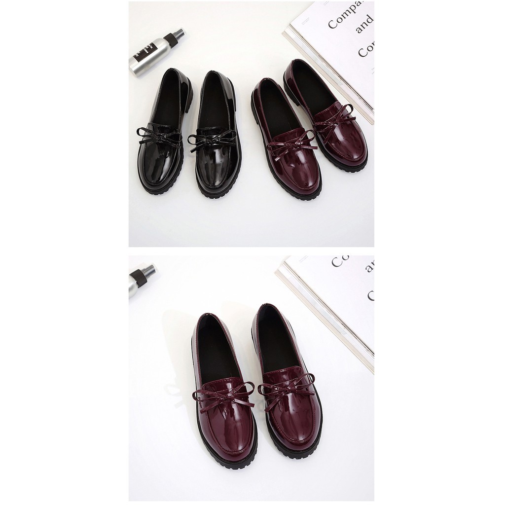 Giày lolita mũi nhọn da bóng, có nơ siêu xinh, dáng cơ bản T0909 | BigBuy360 - bigbuy360.vn