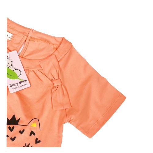 [MÃ THƯƠNG HIÊU YÊU THÍCH Voucher giảm 10%] Bộ Đồ Thun Cotton in Mèo Bé Gái BabyBean