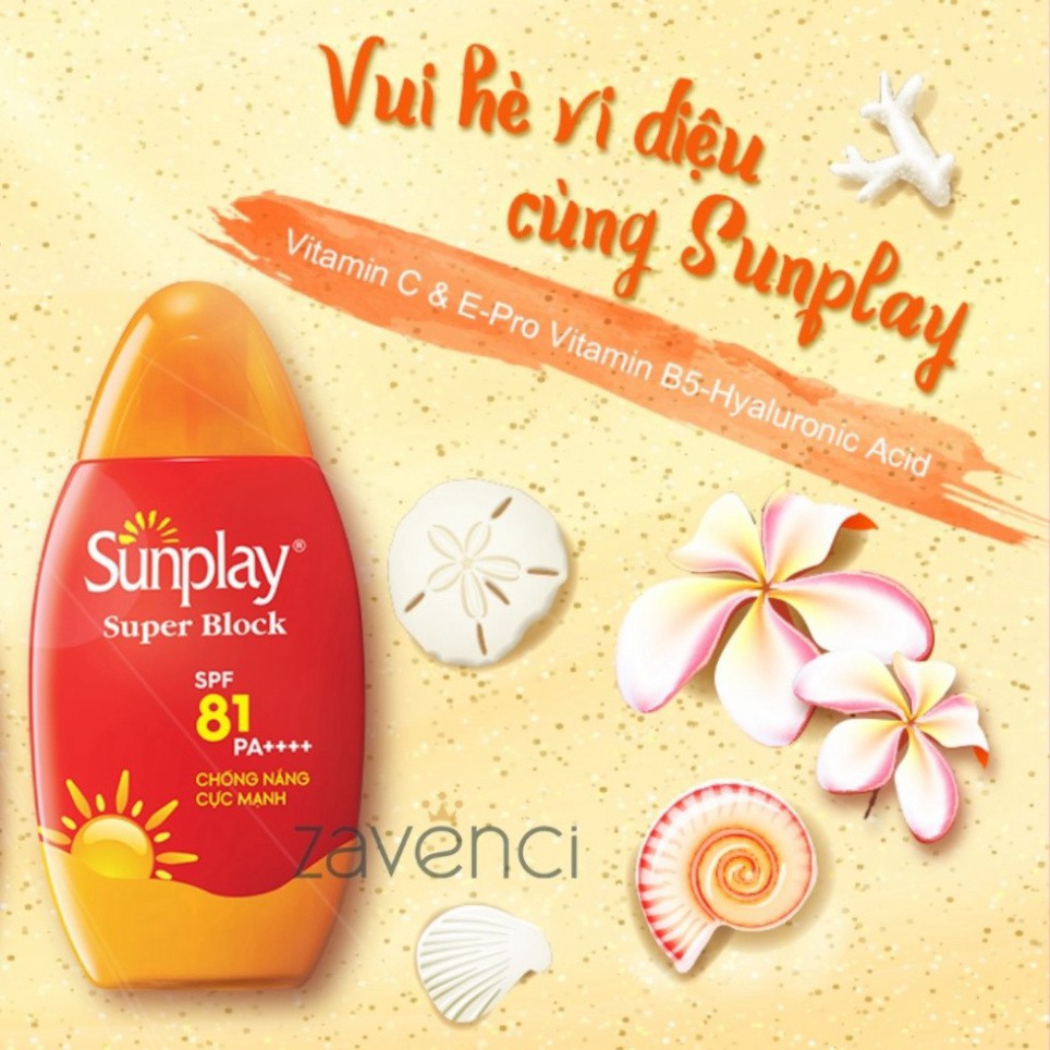 Kem chống nắng SUNPLAY Sun Play Super Block SPF 81 PA++++ Ngăn Đen Sạm Vượt Trội  Không Chứa Cồn (70g)