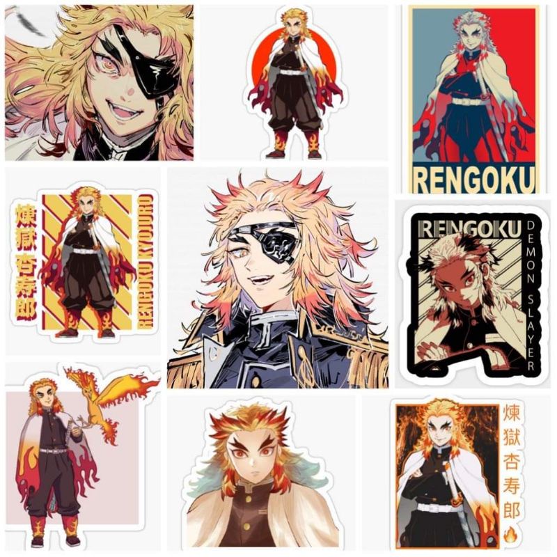 10-50 hình dán Stickers Kyojuro Genroku Kimetsu No Yaiba decal