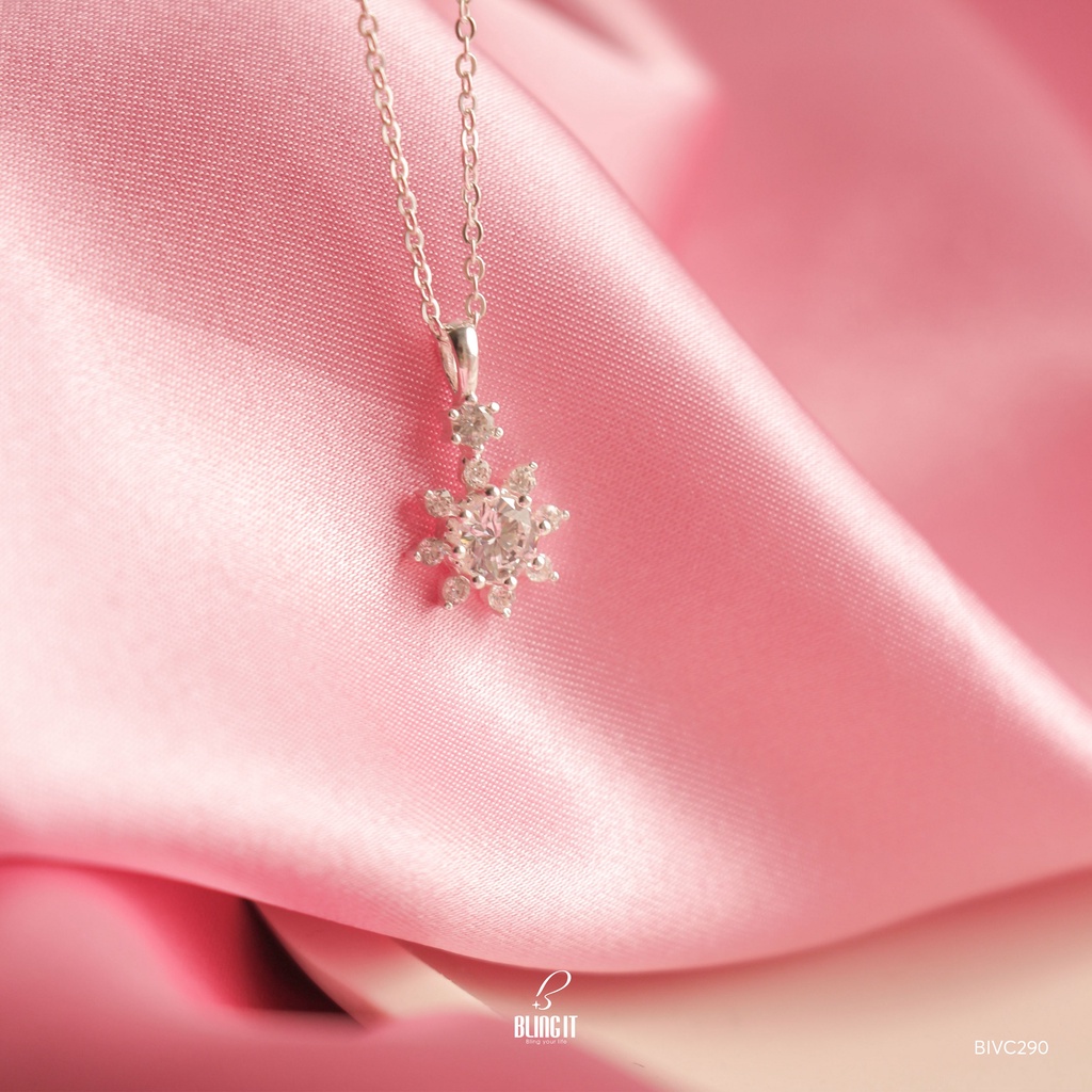 Dây Chuyền Bạc 925 Nữ 925 BLING IT Mặt Hình Mặt Trời Đính Đá Lấp Lánh Sang Trọng - BIVC290