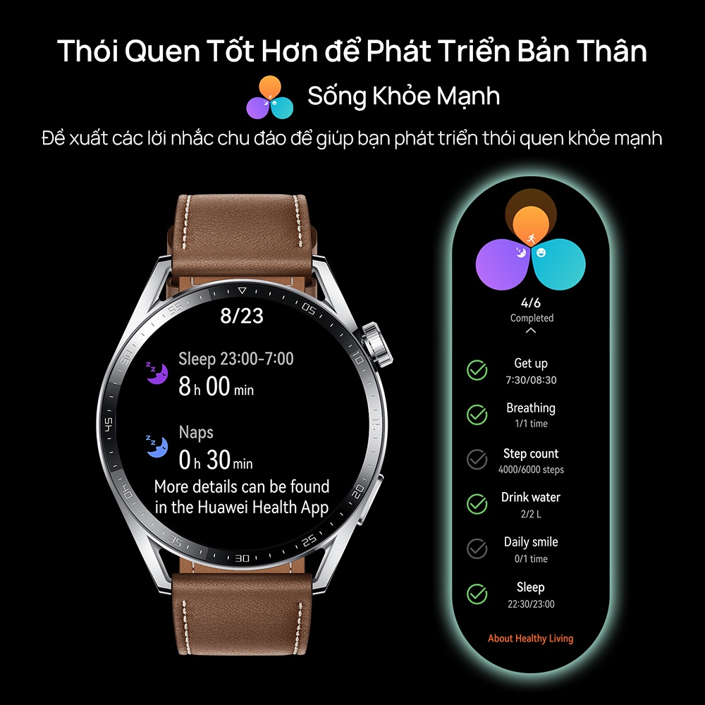 [Mã ELBAUCN1 giảm 5% tối đa 200K] Đồng Hồ Thông Minh HUAWEI WATCH GT 3 46mm |Theo Dõi Spo2| Huấn Luyện Viên Chạy Bộ AI | BigBuy360 - bigbuy360.vn