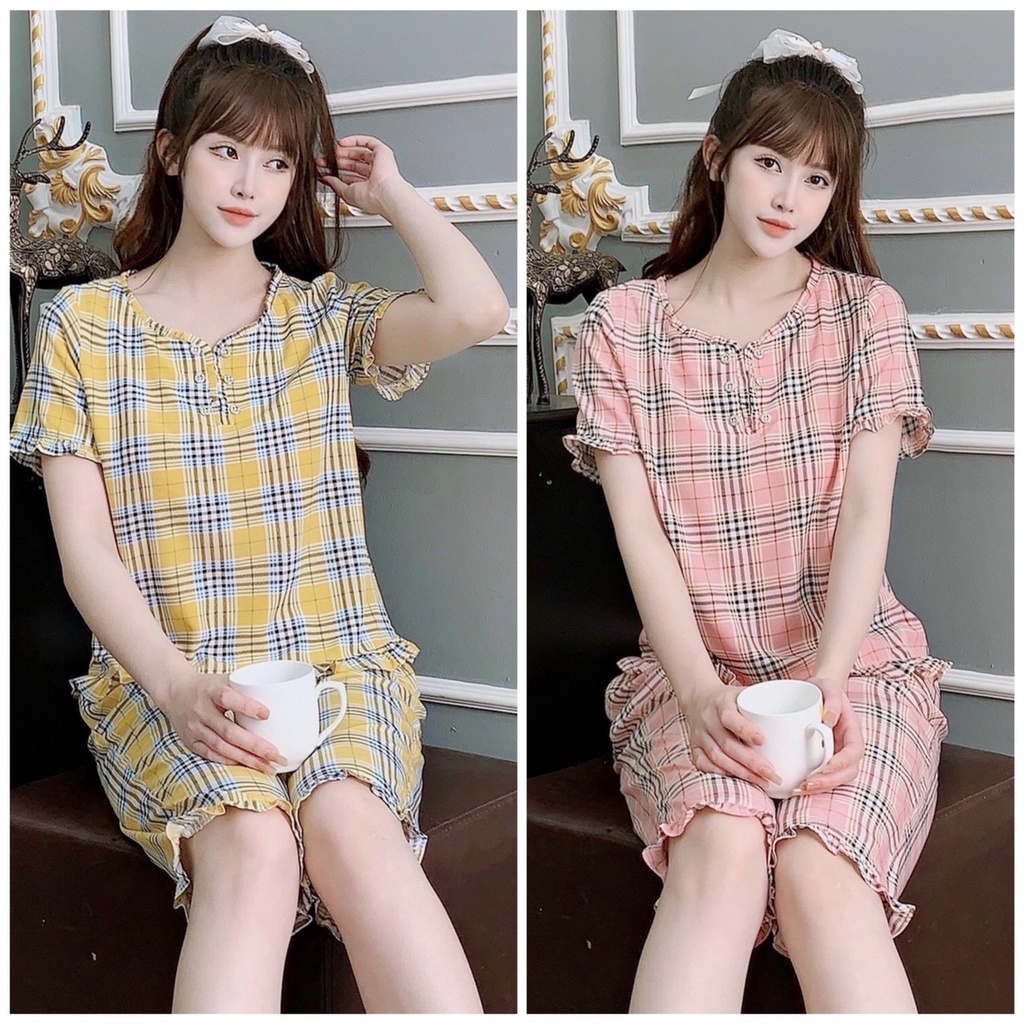 Đồ ngủ nữ lụa cao cấp ngắn tay mùa hè thoáng mát thoải mái LAVENUSA QA11