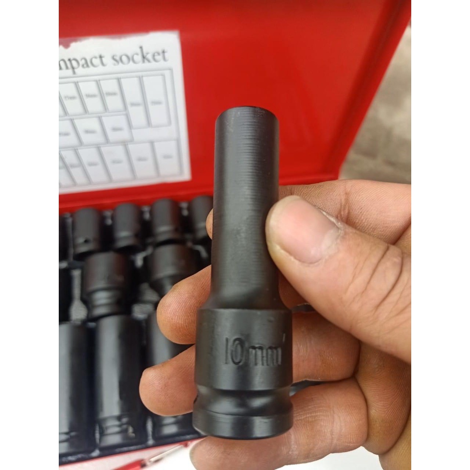 Bộ tuýp khẩu đen 1/2 inch thép CR-V ALONGTOOL 35 chi tiết đủ size kèm hộp sắt cao cấp (Bộ tuýp mở bu lông)