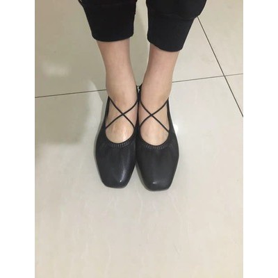 [Sẵn kem 36]🌿 Giày bệt búp bê nhún dây đan chéo ulzzang (có hình ảnh thật feedback)🔥