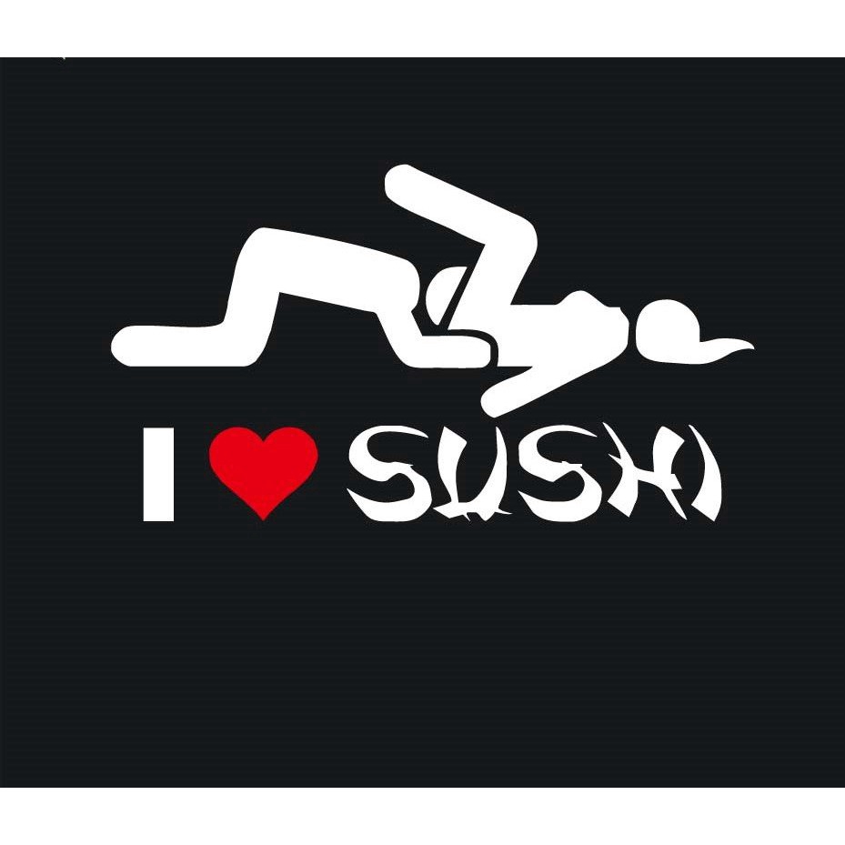 Decal Dán Xe Hơi Chữ I Love Sushi