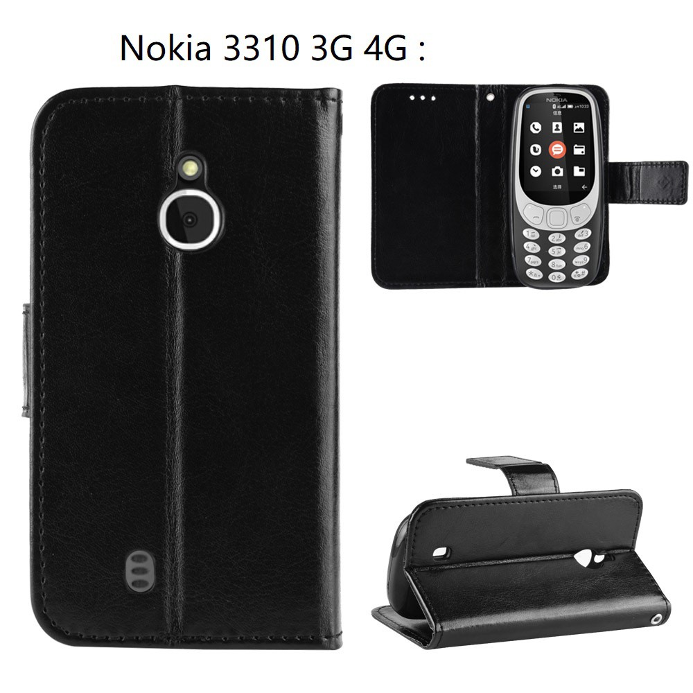 Vỏ Bao Da Điện Thoại Pu Phối Silicon Tích Hợp Ví Nắp Lật Nam Châm Cho Nokia 3310 3g 4g 2017 2018 C1