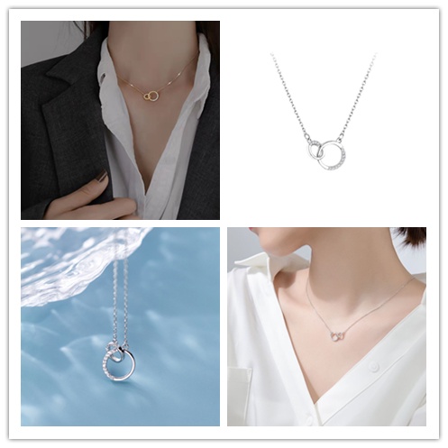 Vòng Cổ Choker Hai Lớp Thiết Kế Hình Học Đơn Giản Phong Cách Hàn Quốc