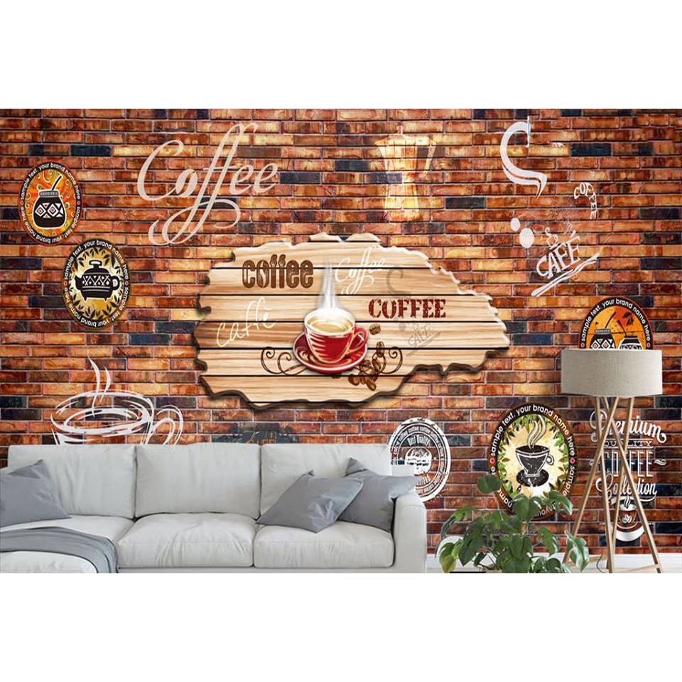 Tranh dán tường 3D trang trí quán Coffe 2 BINBIN TC10 (Kích thước : tuỳ chọn)