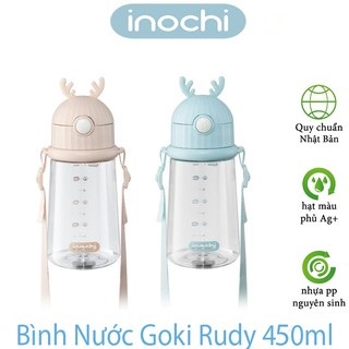 Bình đựng nước INOCHI Goki Rudy trẻ em có ống hút, dây đeo, nhựa Tritan 450ml