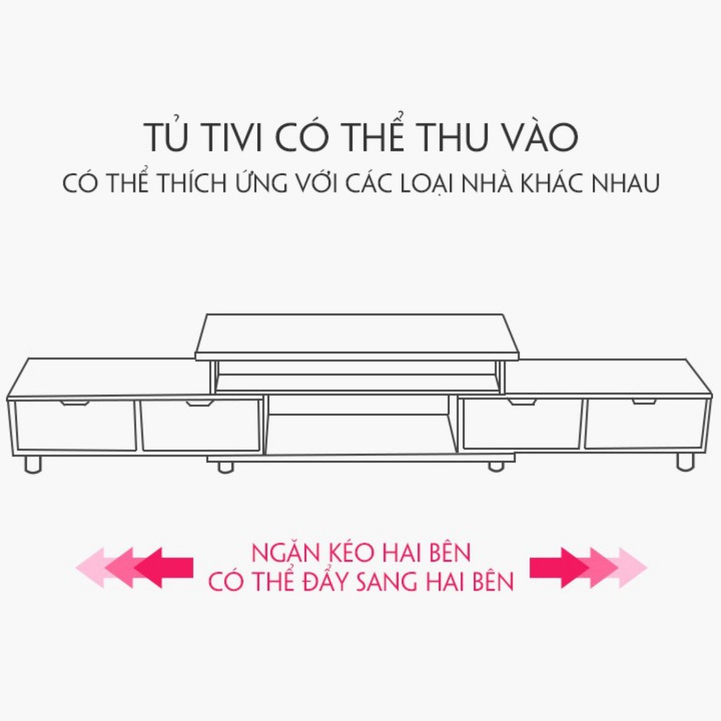 ( Hỗ trợ lắp đặt - Ship) Kệ tivi cánh trơn Gỗ MDF kháng nước, kích thước (120-190)*30*36cm ( Màu đen )