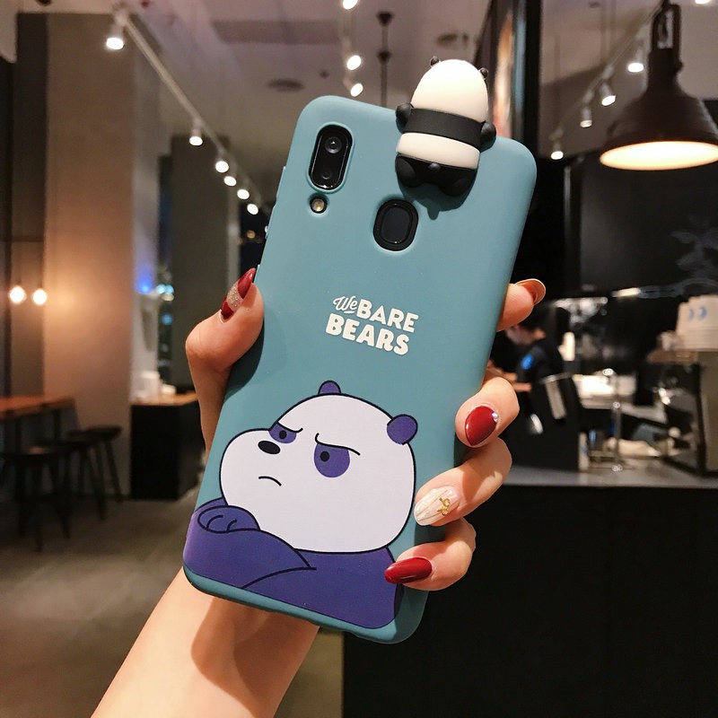 Ốp lưng Samsung J8 J6 J6+ J5 J4 J4+ J2 A02 A9 A6 A6+ M31 M30S M21 M20 Note 9 8 S10 S10+ Plus Prime 2018 3D Cartoon Cute Bear Soft Case Cover+Bear Doll