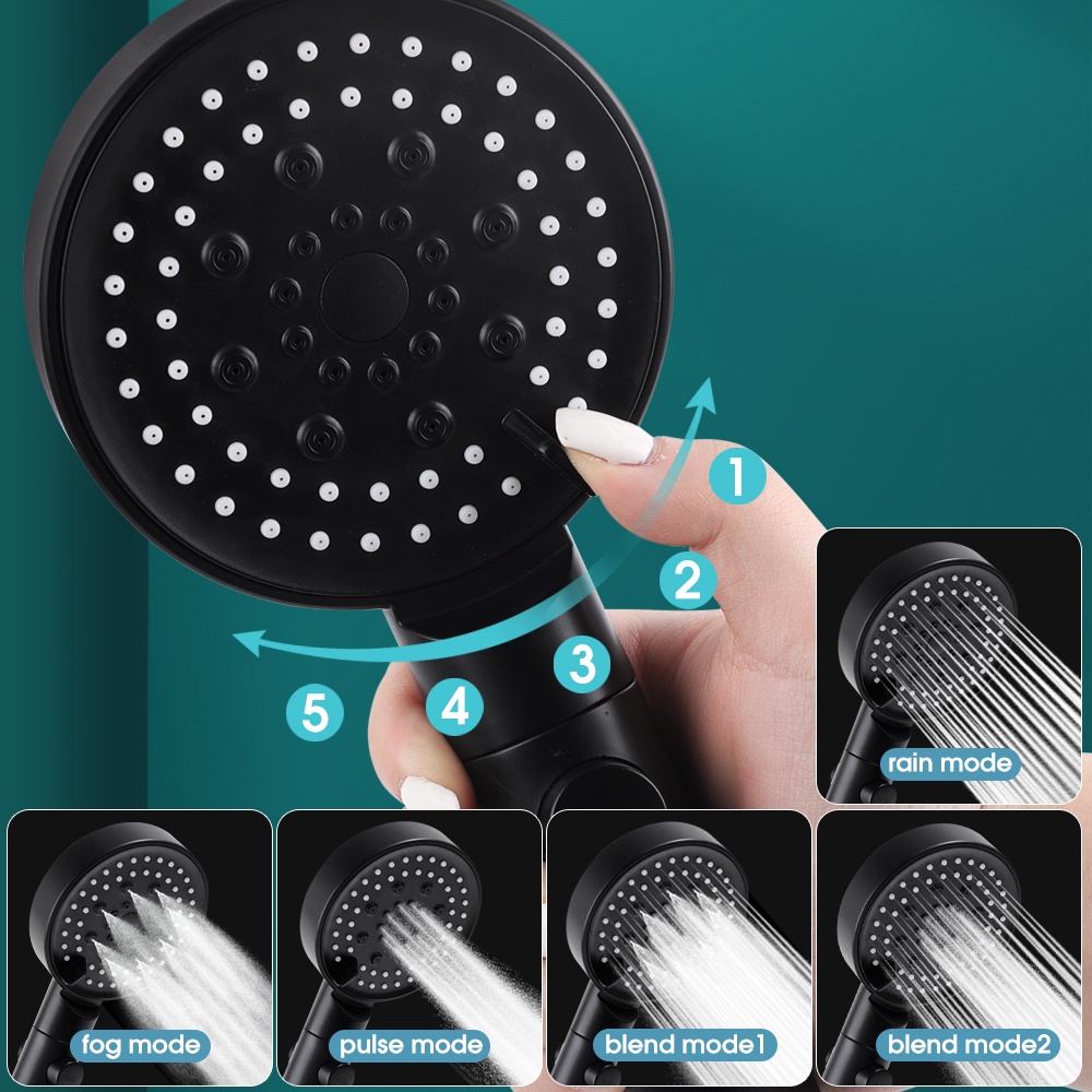 Vòi Hoa Sen Tăng Áp 5 Chế Độ Tiết Kiệm Nước Thông Dụng Cho Nhà Tắm