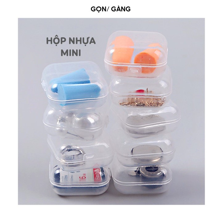 Hộp nhựa mini nắp bấm đựng khuyên tai phụ kiện các vật dụng nhỏ Gọn Gàng