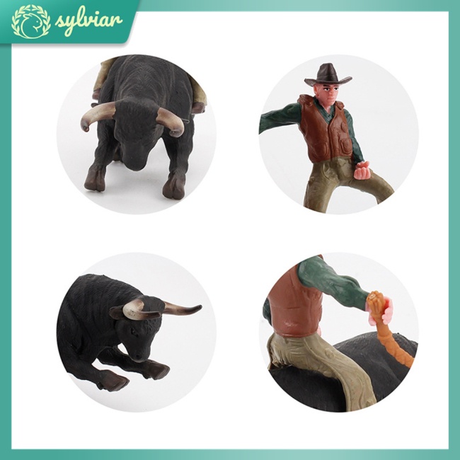 Bộ Mô Hình Đồ Chơi Bò Tót Bằng Nhựa Màu Đen Cho Bé