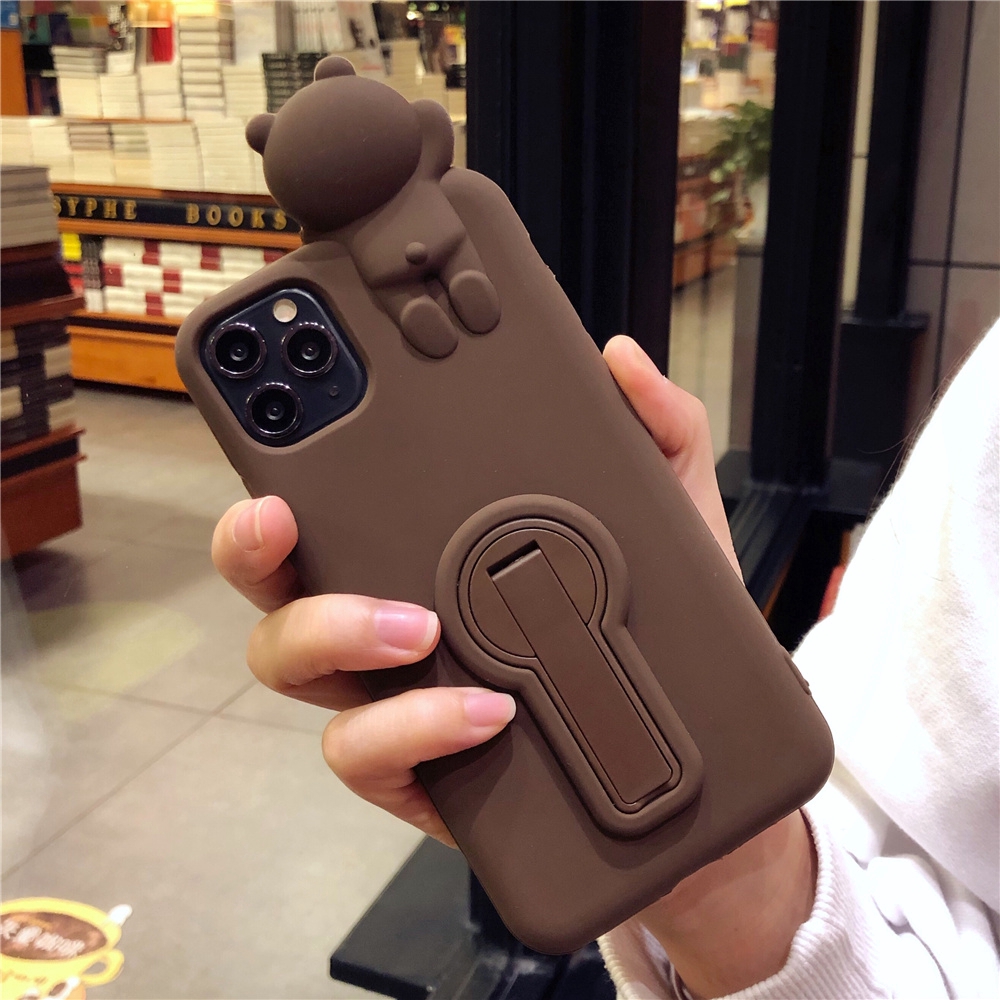Ốp điện thoại họa tiết gấu nâu 3D thời trang dành cho iPhone 12 11 Pro Max Mini SE 2020 X XS Max XR 6 6S 7 8 Plus