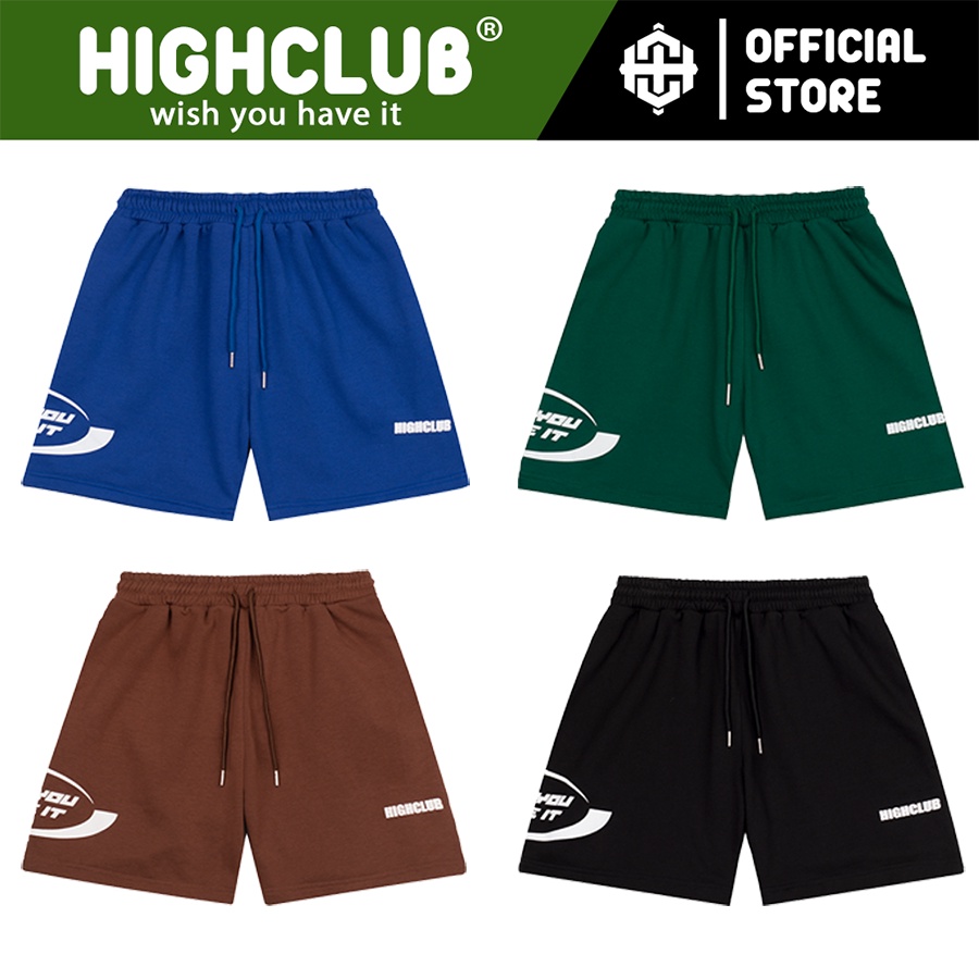 Quần Short WISHES Unisex Nam/Nữ 4 màu Đen/Nâu/Xanh Lá/Xanh Dương - HIGHCLUB Brand Chính Hãng