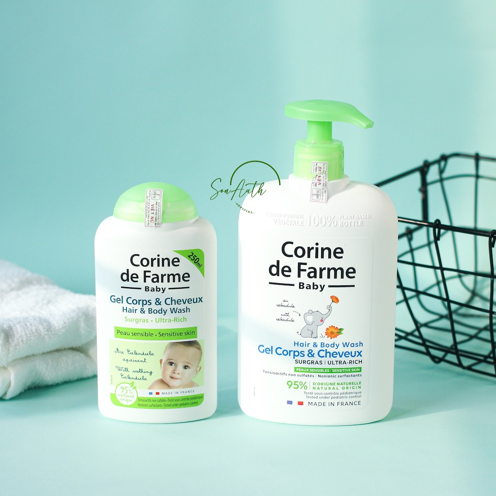 Sữa tắm gội cho bé Corine de Farme baby Hair &amp; Body Wash