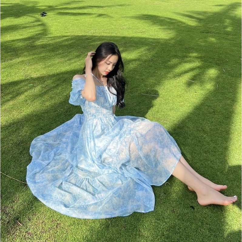 Azura Dress Váy Voan tơ vải in độc đáo