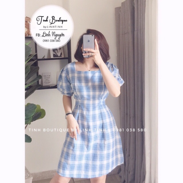 ĐẦM CARO CỔ U TAY PHỒNG