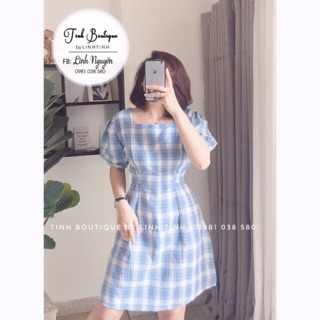 ĐẦM CARO CỔ U TAY PHỒNG