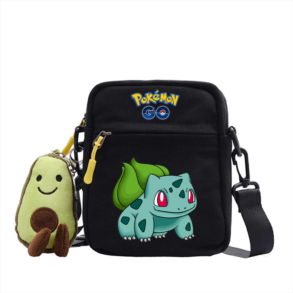 Túi Đeo Chéo Vuông Nhỏ In Hình Pikachu Pokemon Cho Nam Nữ