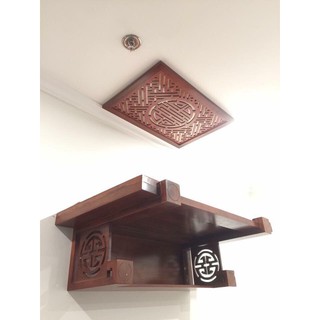 bàn thờ treo tường chữ thọ gỗ sồi 107cm