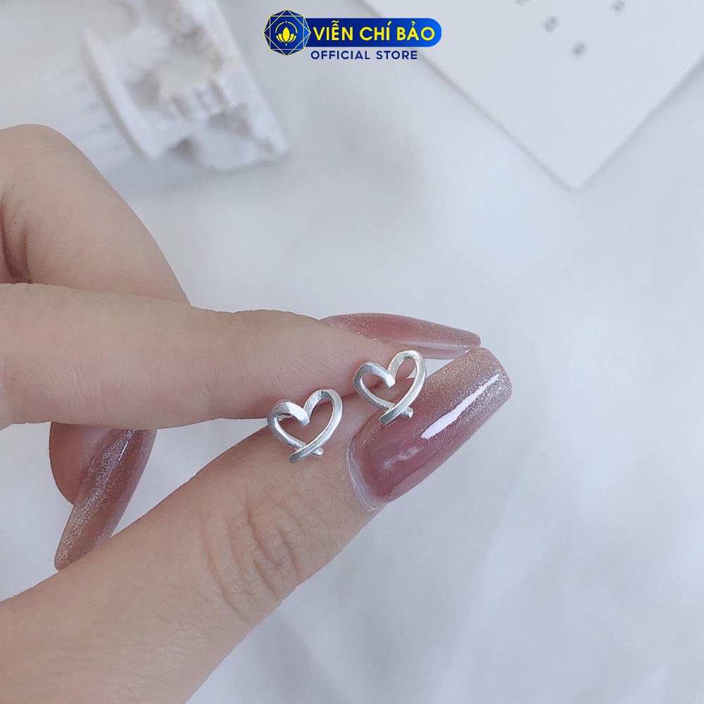 Bông tai bạc nữ Trái tim tình yêu chất liệu bạc 925 thời trang phụ kiện trang sức nữ Viễn Chí Bảo B400082