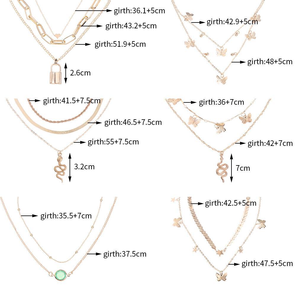 Vòng cổ Nhiều Lớp Mặt Hình Trái Tim Và Bướm