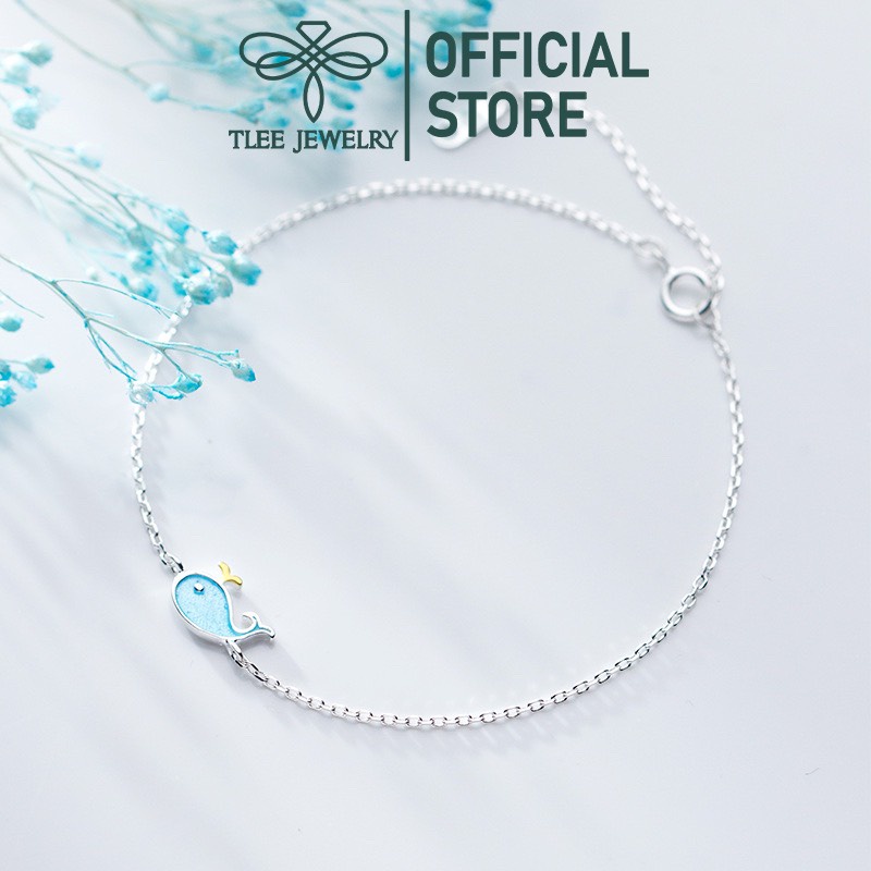 Lắc tay bạc nũe Tlee, Lắc tay cá voi xanh xinh xắn- TleeJewelry