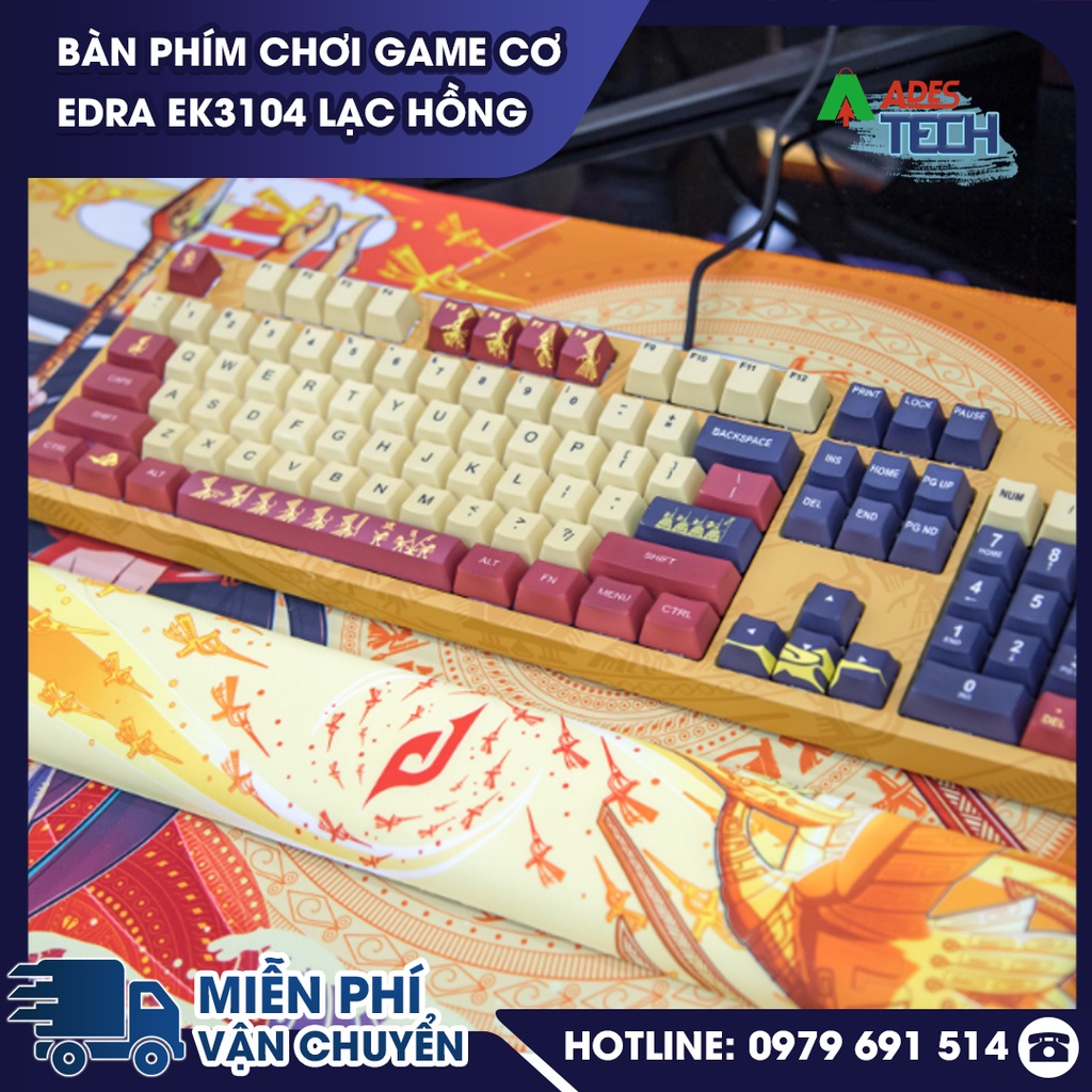 Bàn phím chơi game cơ EDRA EK3104 Lạc Hồng | Bàn phím 104 phím USB Type C