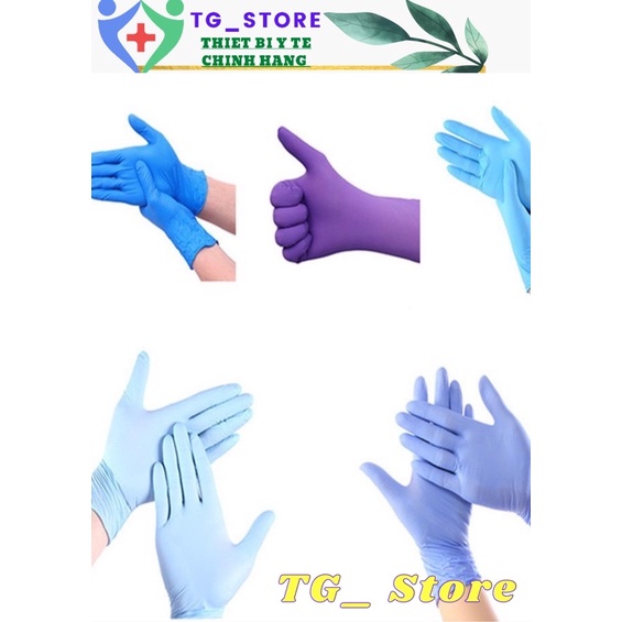 Găng tay y tế Nitrile -latex không bột các màu -tặng 5 cái khẩu trang kháng khuân BáchHóa_TG