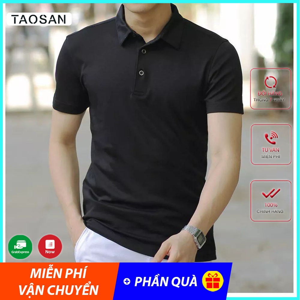 Áo Polo Nam vải cá sấu chất cotton trơn basic thoáng mát, Áo Thun có cổ bẻ unisex Taosan