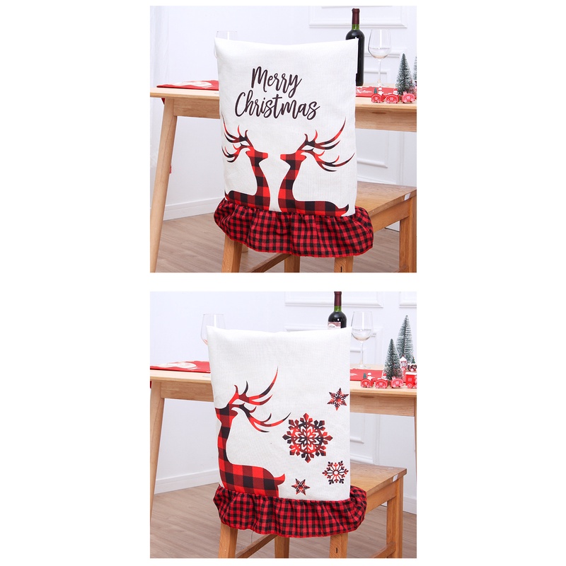 Vỏ Bọc Ghế Ngồi Bằng Vải Lanh Họa Tiết Giáng Sinh Màu Đỏ Và Đen In Họa Tiết Hoạt Hình