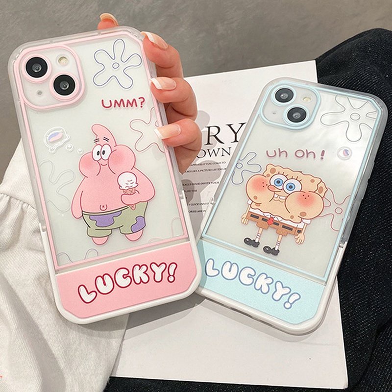 Ốp Điện Thoại Mềm Trong Suốt Kèm Giá Đỡ Họa Tiết Hoạt Hình Cho Iphone11 12 13 Pro MAX X XS MAX XR 6 7 8 Plus