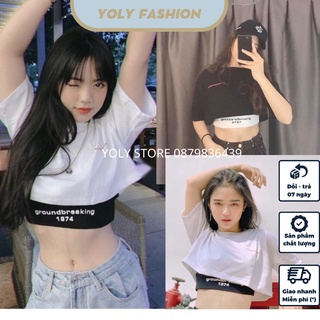 Áo Croptop 💕FREESHIP💕 Set 2 áo Croptop form thụng kèm áo Ba lỗ thêu