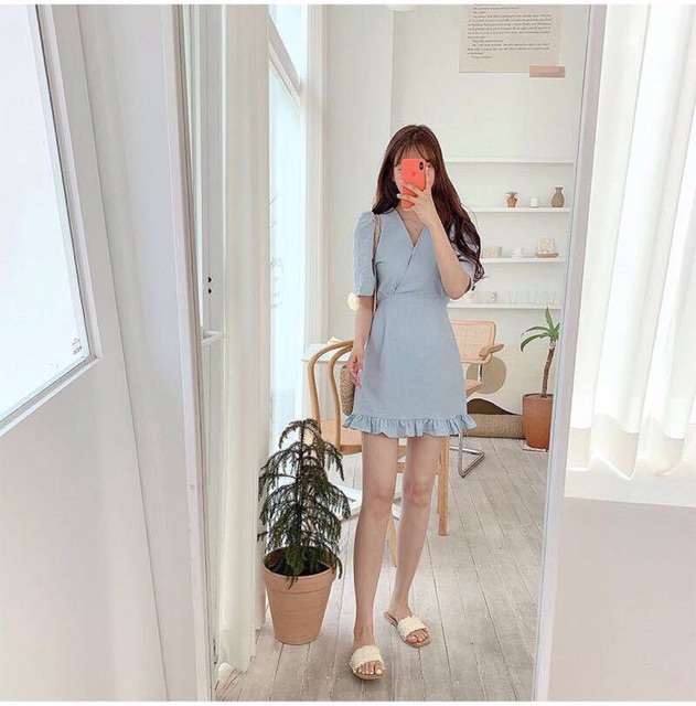 Đầm bèo đuôi cá form ngắn ngắn vintage xinh ngất