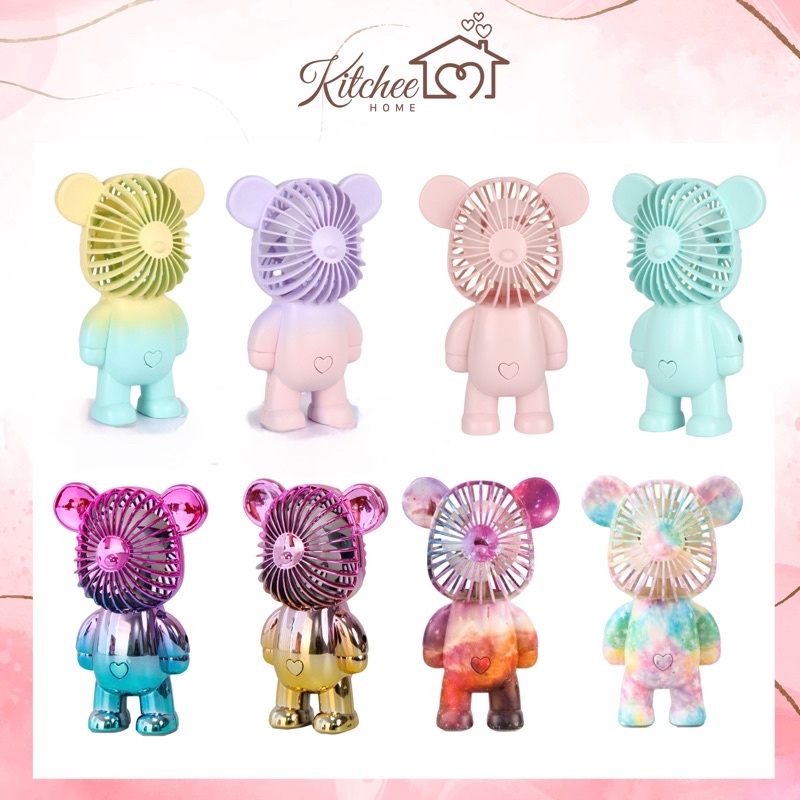 Quạt Cầm Tay Mini Sạc Tích Điện Hình Bearbrick  Thời Gian Sử Dụng Từ 2-4 Giờ 12 Màu Sắc