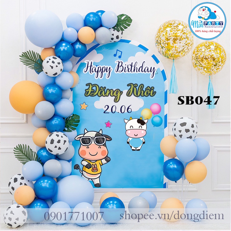 Bóng trang trí sinh nhật hình con trâu Mon Party trang trí thôi nôi cho bé 1 tuổi, bóng sinh nhật cho bé tuổi trâu vàng