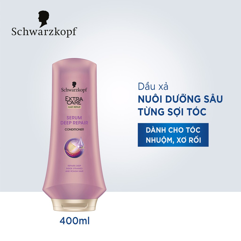 Bộ 3 sản phẩm dầu gội, dầu xả và kem ủ nuôi dưỡng sâu cho tóc nhuộm Schwarzkopf Extra Care Serum Deep Repair