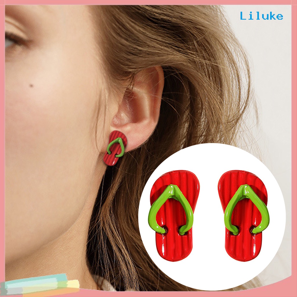 1 đôi bông tai xỏ lỗ hình chiếc dép xỏ lỗ mini vui nhộn cho nữ