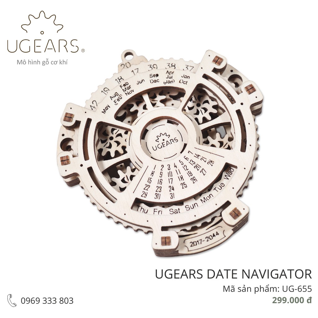 Mô hình gỗ cơ khí - UGEARS DATE NAVIGATOR - Lịch vạn niên- Tự vận động - mô hình 3D - DIY