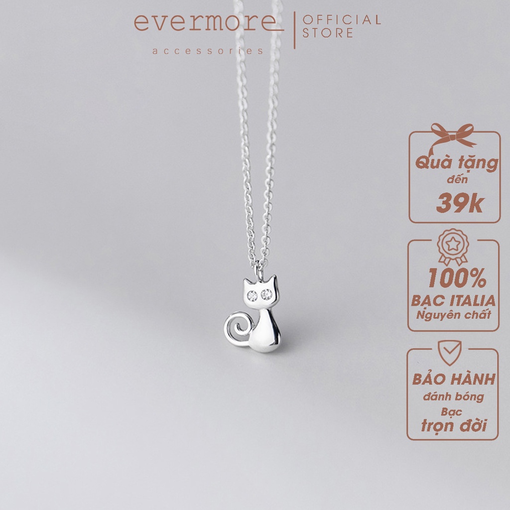 Dây chuyền bạc mèo con EVERMORE, vòng cổ bạc mèo con thanh lịch, minimalism - D026
