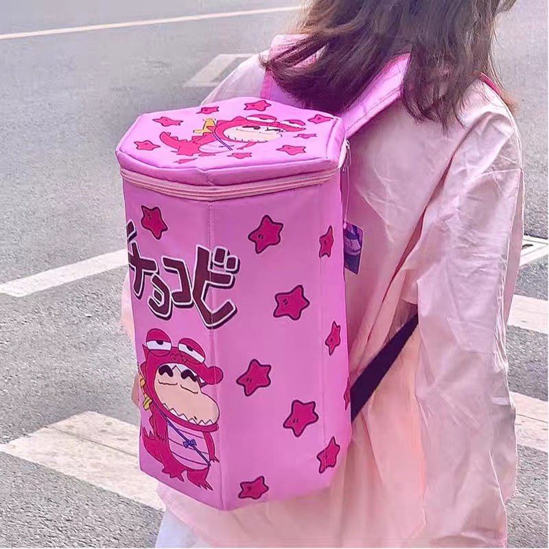 Ba Lô Đi Học Có Khóa Kéo In Hình Shin-Chan Dễ Thương Vui Nhộn蜡笔小新书包背包双肩包 8.19