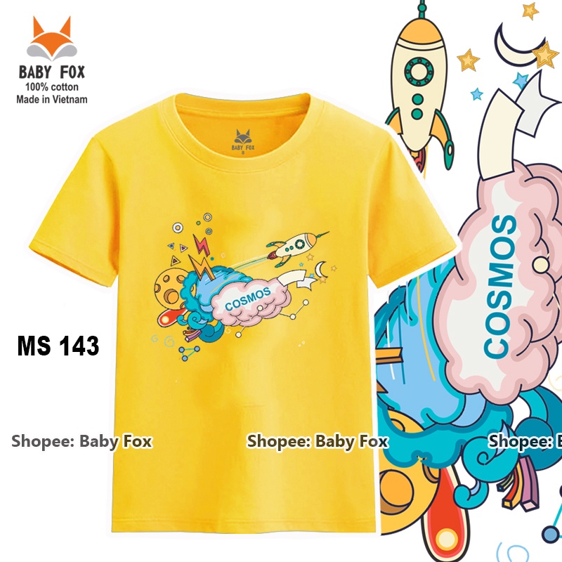 Áo thun bé trai 100% cotton loại tốt, áo phông thương hiệu BABY FOX, hình vũ trụ, size 10-55kg  g
