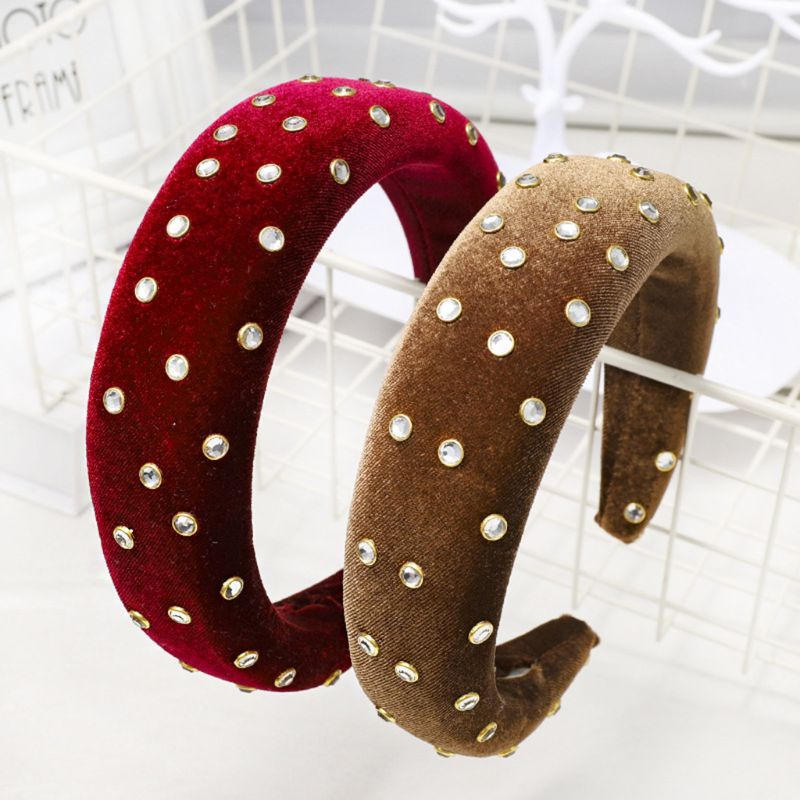 Băng Đô Cài Tóc Có Mút Xốp Dày Dặn Màu Trơn Lấp Lánh Cho Nữ