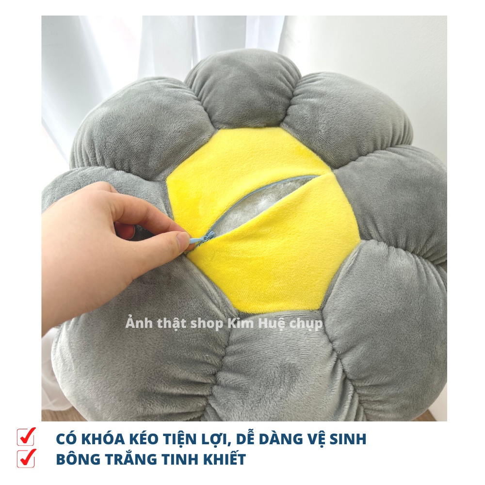 Đệm ngồi bệt hình bí ngô tròn gối tựa lưng sofa bánh xe sang chảnh, vải nhung cao cấp