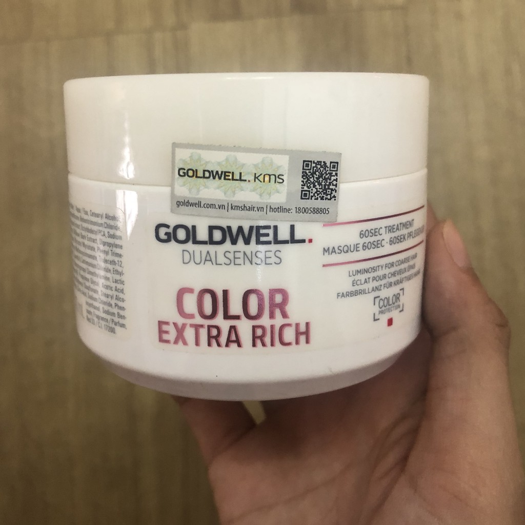 (Chính Hãng) Hấp dầu Goldwell 60s dưỡng màu tóc nhuộm Color Extra Rich Treatment 200ml