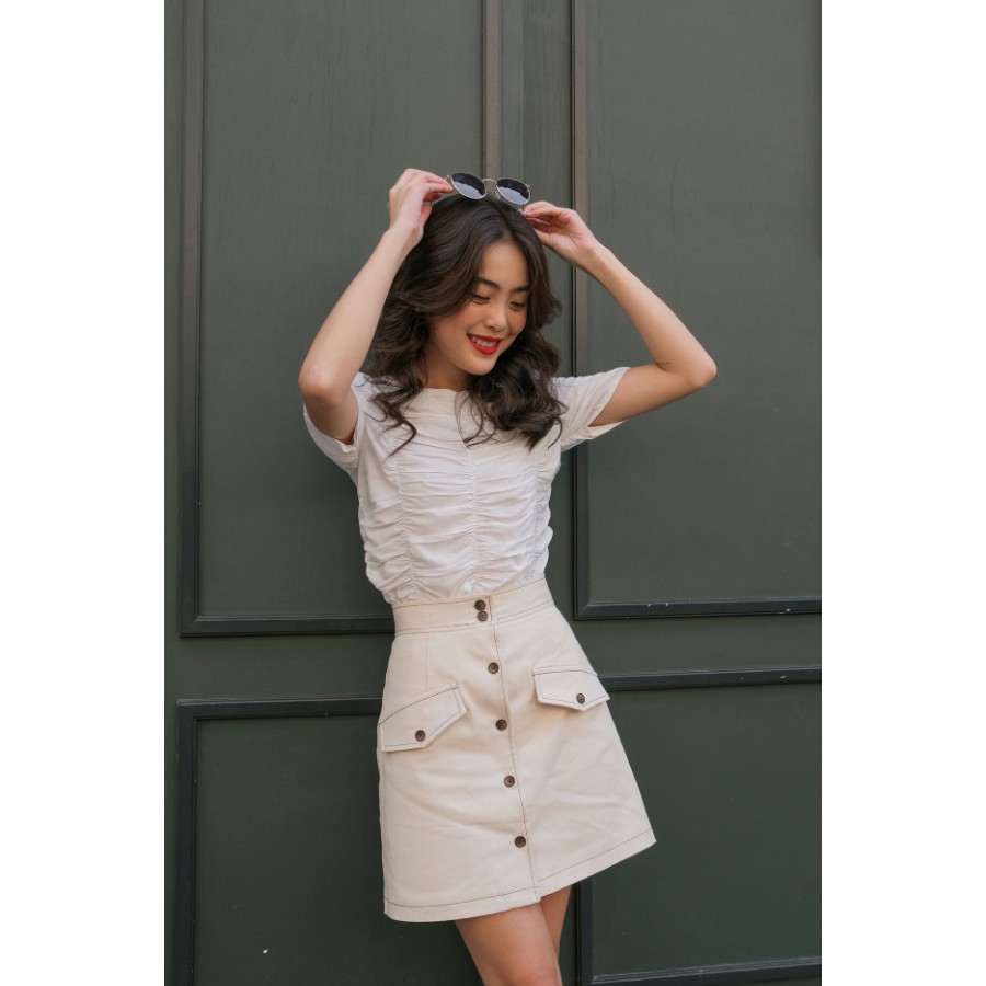 Váy kaki chỉ nổi, Váy chữ A kết nút, Peace House Clothing | BigBuy360 - bigbuy360.vn